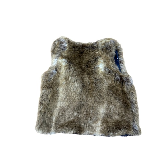 OshKosh Bgosh Toddler Faux Fur Vest Girl's 3T Brown Sleeveless Outfit Holiday - Picture 2 of 3